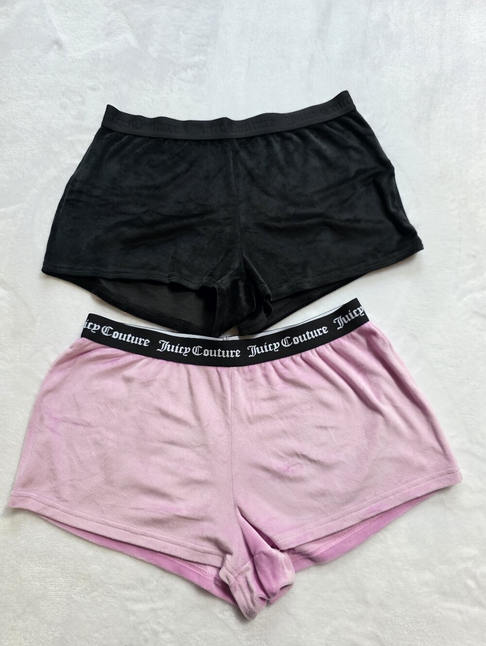 Juicy Couture Sleep Shorts Set Pink Black Rhinestone Logo Size M